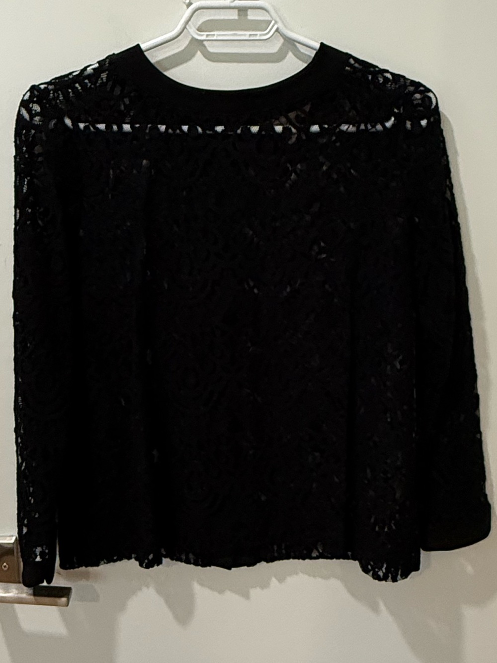 Banana Republic Black Lace Long-Sleeve Blouse